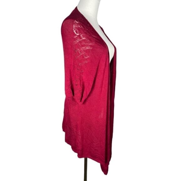 United States Sweaters 2X Open Cardigans Short Sleeve Long Length Rayon Red Knit - Picture 6 of 10